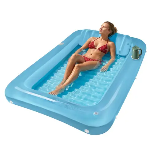 Trizand Opblaasbaar Strandmatras - 210 x 140 cm - Met Rugsteun en Bekerhouders Uitverkoop