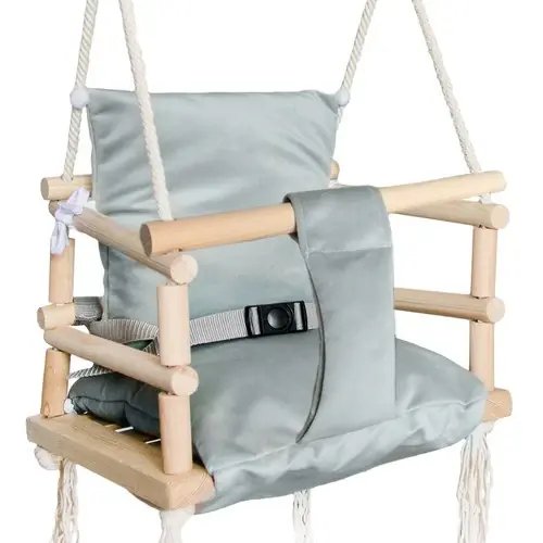 Superprijs Kruzzel Kinderschommel - Luxe Grijze Houten Schommel - Cleanaboo Materiaal - 25 kg