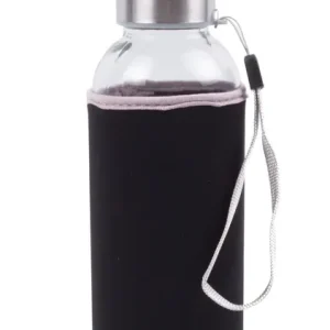 Benson Glazen Drinkfles - 420 ml - Inclusief Zwarte Neopreen Hoes - Thermisch Dagaanbieding
