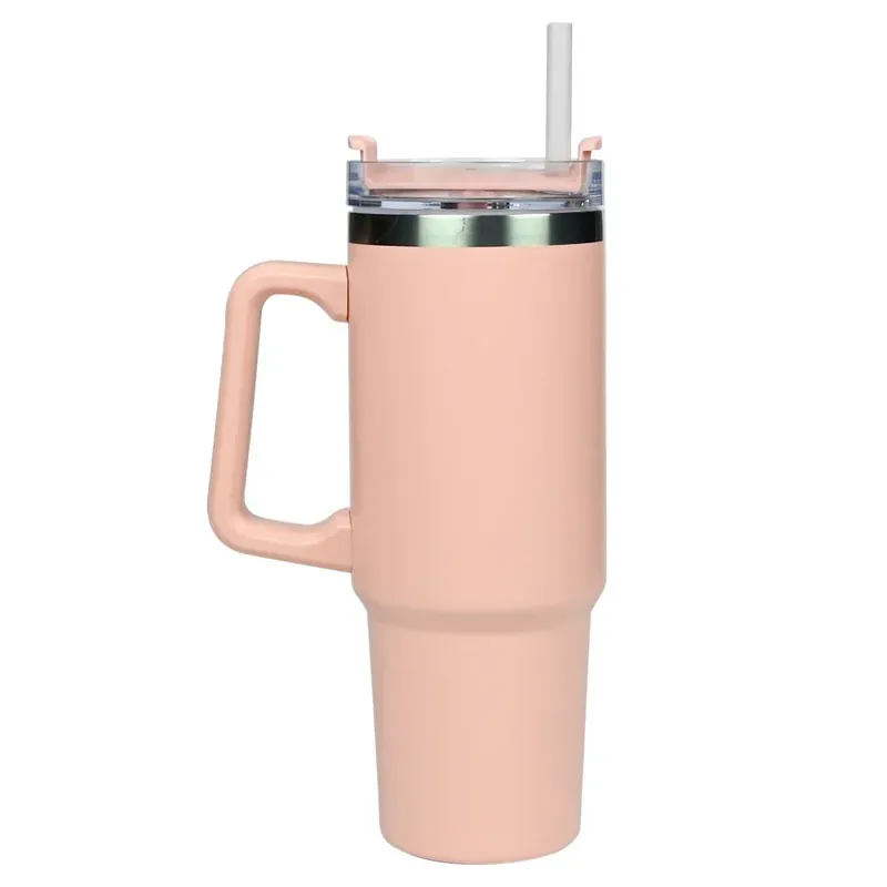 Benson Thermosbeker 900 ml - Roze - Inclusief Rietje - Geschikt voor Auto Bekerhouders Actieprijs