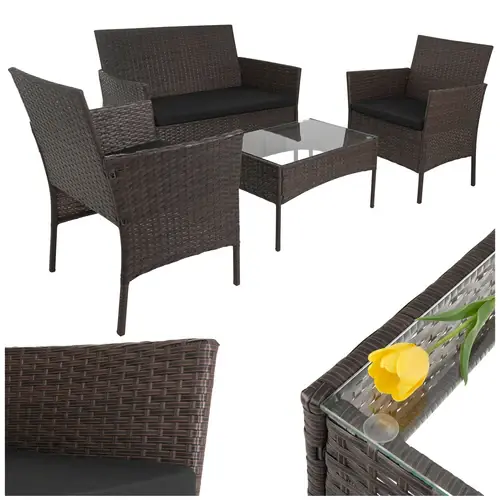 Favoriet Gardlov Tuinmeubelset Bruin - Technorattan - 2 Stoelen, Bank & Tafel