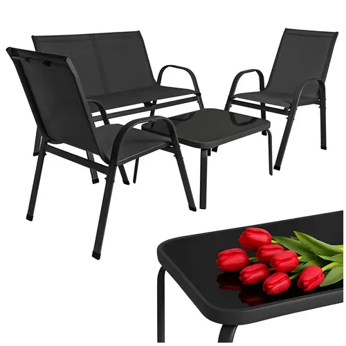 Gardlov Balkonset - 4-Delig - Tuinmeubelen - Zwart Korting