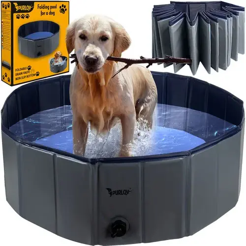 Purlov Opvouwbaar Hondenbad - 100 x 30 cm - Blauw/Grijs - 230 Liter Direct Beschikbaar