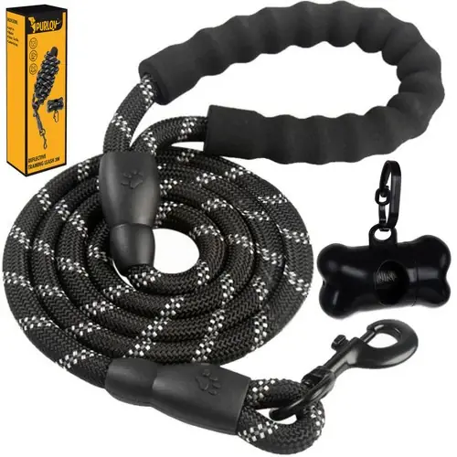 Purlov Reflecterende Hondenlijn - 3m - Voor Grote Honden - Zwart Koop Online