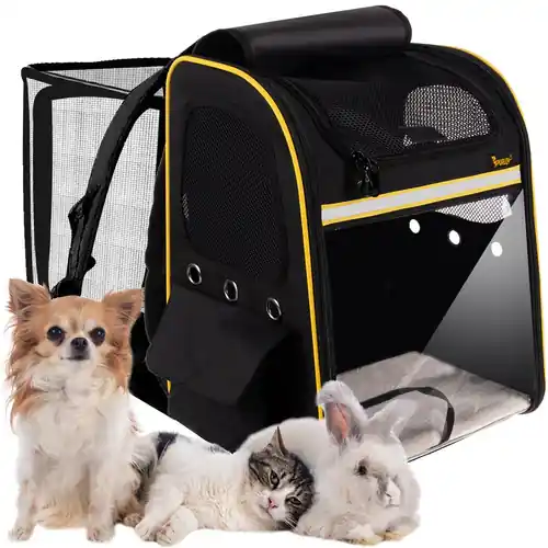 Superprijs Purlov Transportrugzak met Terras - Voor Honden & Katten - Tot 7 kg - Zwart