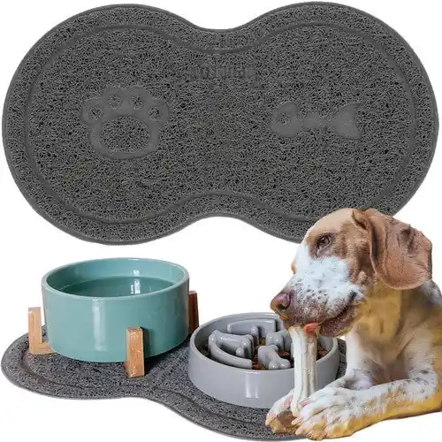 Exclusieve Aanbieding Purlov Voermat voor Huisdieren - Dubbel - 45 x 26 cm - Grijs - Antislip