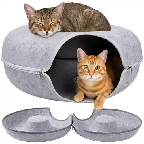 Purlov Donut Kattenmand - Vilt Tunnelbed - 51 x 20 cm - Grijs Beperkt Aanbod