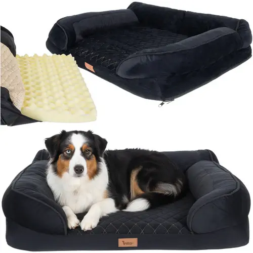 Superprijs Purlov Ergonomisch Huisdierbed - Maat M - 80 x 65 x 19 cm - Zwart