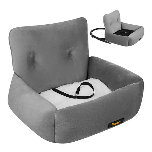 Purlov Autostoel voor Honden & Katten Maat S - 44 x 35 x 30 cm - Grijs Voordeelprijs
