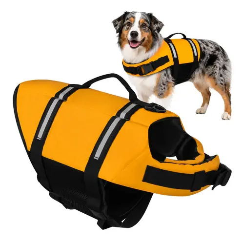 Purlov Hondenzwemvest - Maat L - Veiligheidsvest voor Honden - Zwart/Oranje Snelle Levering