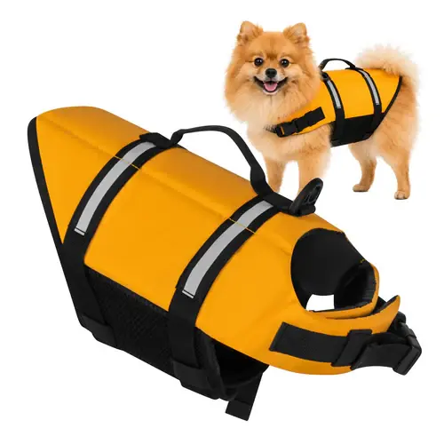 Purlov Hondenzwemvest - Maat S - Veiligheidsvest voor Honden - Zwart/Oranje Must-Have