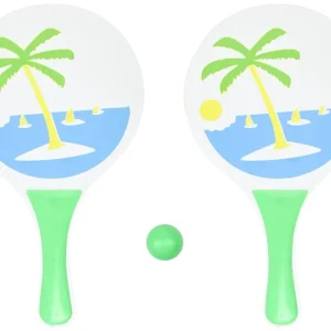 Benson Beachball Set - 2 Houten Paddles - Inclusief Bal en Draagnet Premium