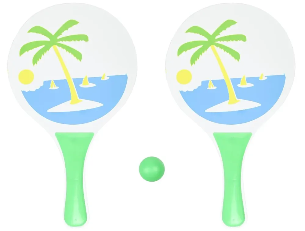 Benson Beachball Set - 2 Houten Paddles - Inclusief Bal en Draagnet Premium