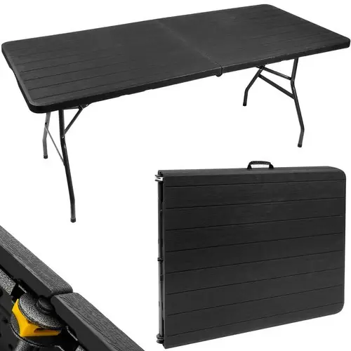Actieprijs Gardlov Opvouwbare Tuintafel - 180 cm - Zwart - Kofferontwerp