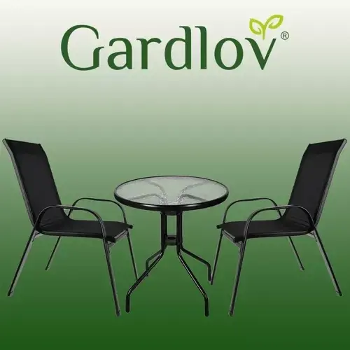 Gardlov Balkonset - 3-delig - Tafel met Glazen Blad en 2 Stoelen Laatste Kans