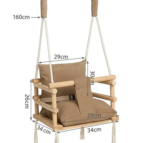 Nu Kopen Kruzzel Kinder Schommel - Fluweel - Beige - Houten Frame