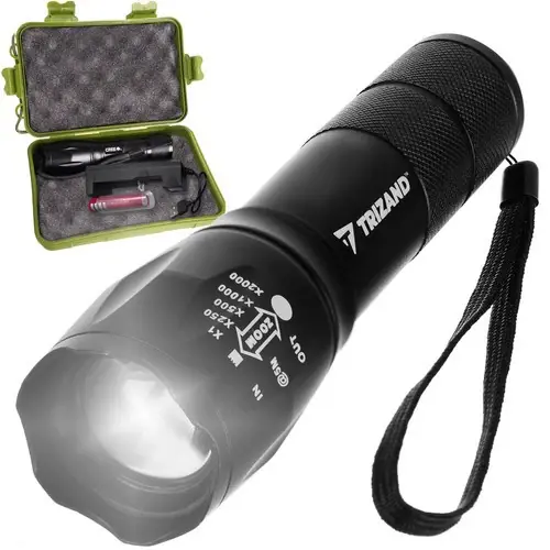 Hoge Kwaliteit T6 USB Zaklamp L18368 – CREE LED – Met Zoom – Oplaadbaar – Zwart