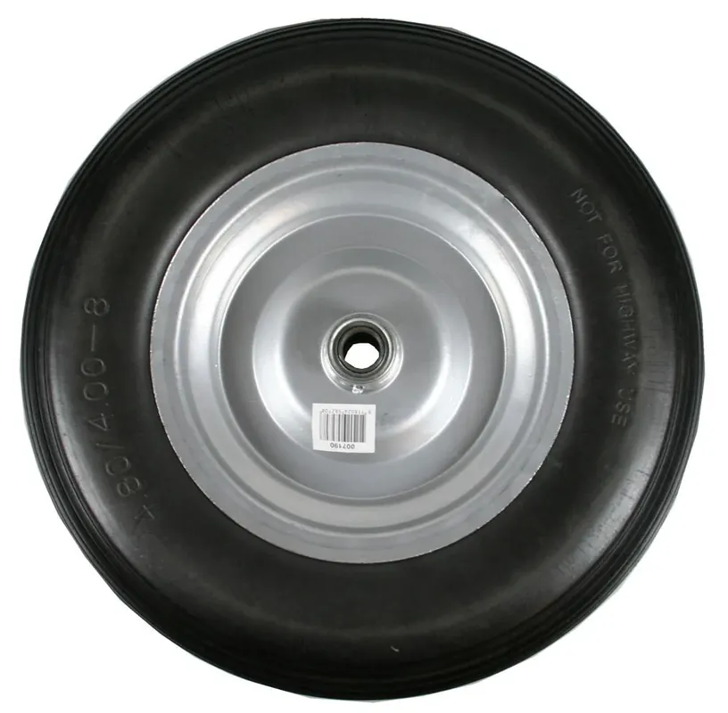 Benson Anti-lek Kruiwagenwiel 4.00-8 - Massief Rubber - Zilveren Velg Beste Prijs