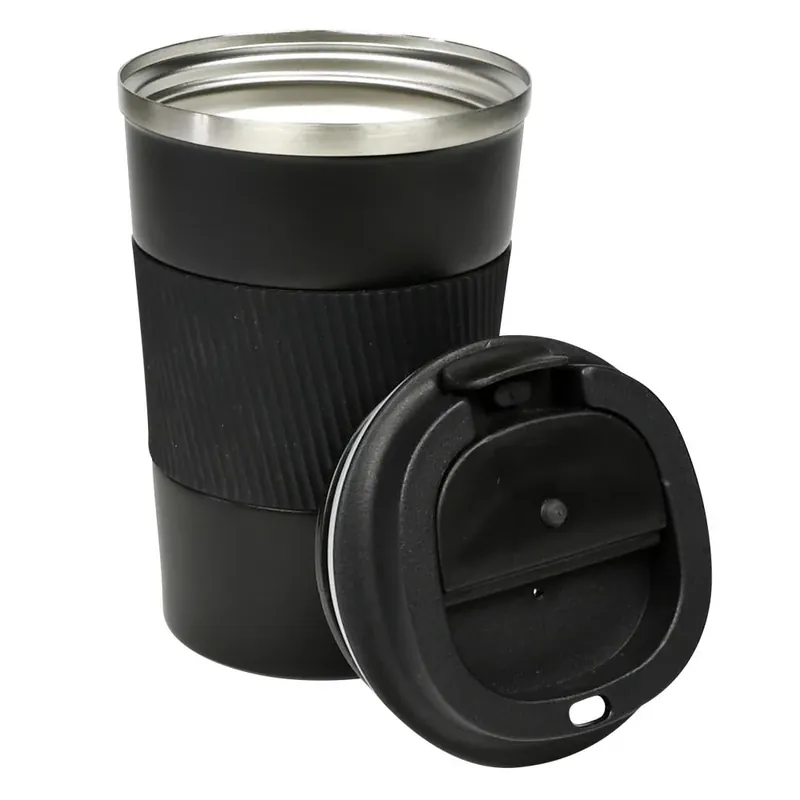 Benson Dubbelwandige Reisbeker RVS – 380 ml – Anti-lek & Siliconen Grip Direct Beschikbaar