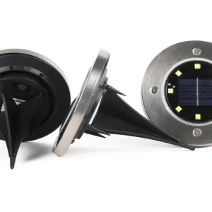 Hoge Kwaliteit Benson Solar Grondspots – Set van 3 – RVS – Ø12 cm – IP44